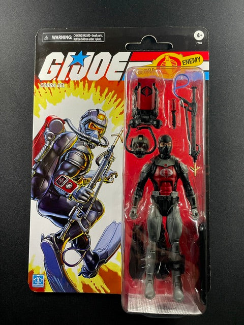 G.I. Joe Classified Series Retro Cobra Eel action figure with underwater diving equipment and weapons on vintage-style cardback