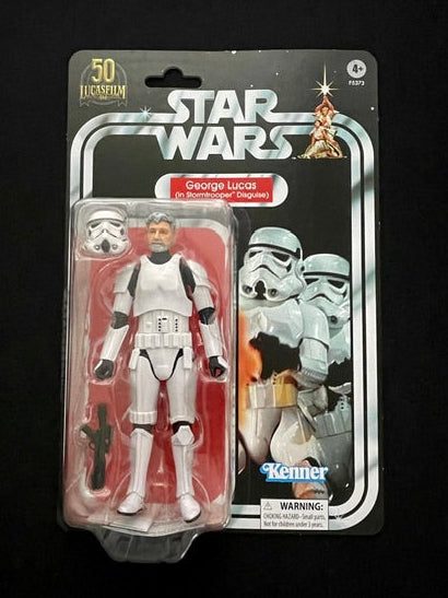 Star Wars Black Series George Lucas in Stormtrooper Disguise 6 inch figure in sealed Lucasfilm 50th anniversary retro card packaging