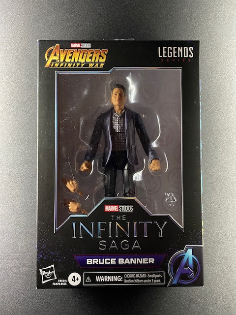 Bruce Banner action figure in suit with alternate hands from Marvel Legends.