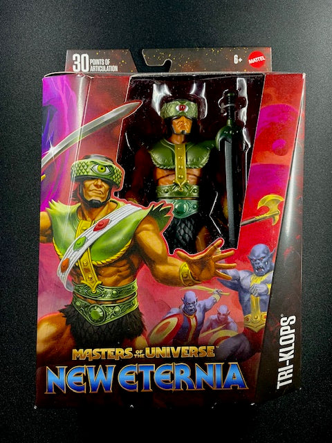 Masters of the Universe New Eternia Tri-Klops action figure in box