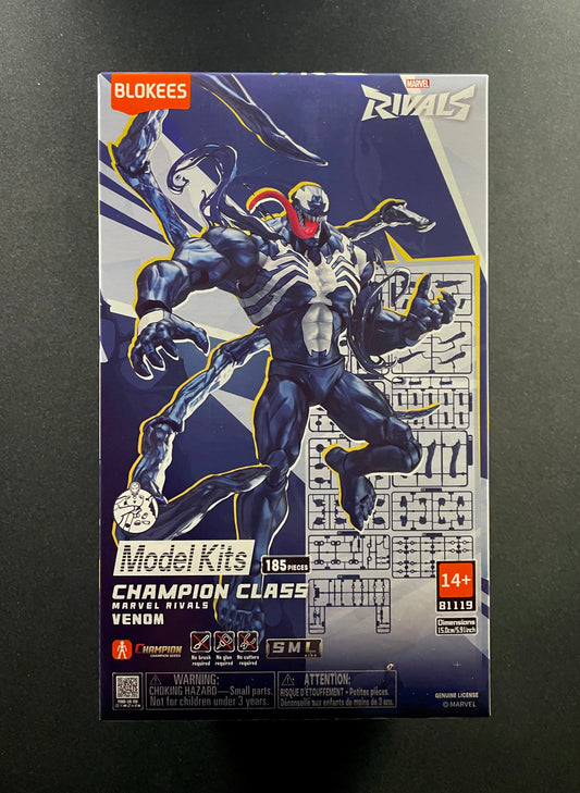 Marvel Rivals Venom Blokees Champion Class model kit box with 185 pieces buildable figure
