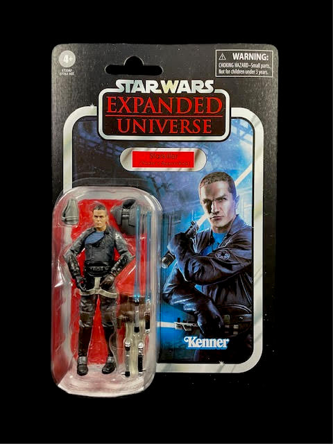 Star Wars Vintage Collection Starkiller action figure with lightsabers and accessories on Expanded Universe card