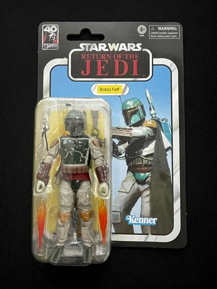 Star Wars Black Series Boba Fett 6 inch action figure from Return of the Jedi in sealed 40th anniversary retro card packaging