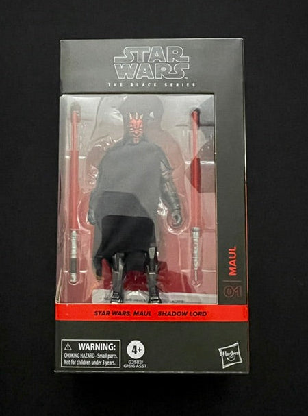Star Wars The Black Series Maul Shadow Lord 6 inch action figure with red lightsabers in sealed Hasbro packaging